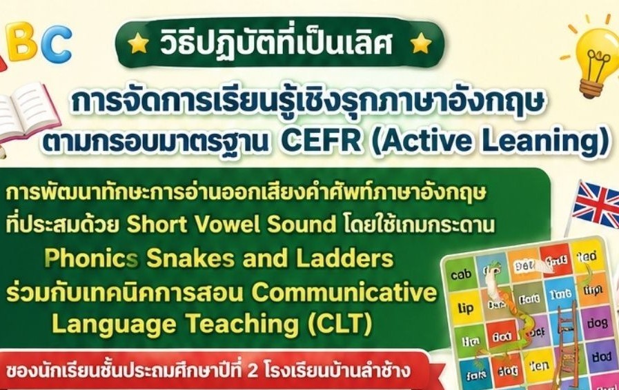 การพัฒนาทักษะการอ่านออกเสียงคำศัพท์ภาษาอังกฤษที่ประสมด้วย Short Vowel Sound โดยใช้เกมกระดาน Phonics Snakes and Ladders ร่วมกับเทคนิคการสอน Communicative Language Teaching (CLT)